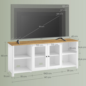 Farmhouse TV Stand with Glass Doors