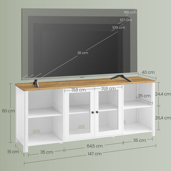 Farmhouse TV Stand with Glass Doors