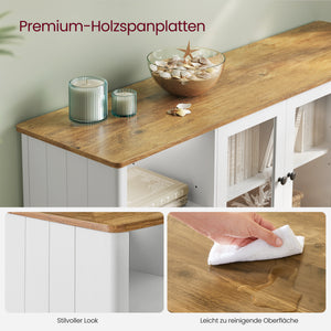 Farmhouse TV Stand with Glass Doors