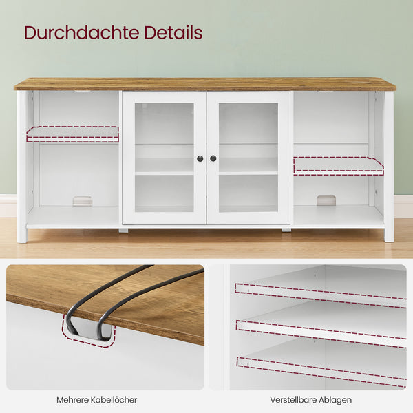 Farmhouse TV Stand with Glass Doors