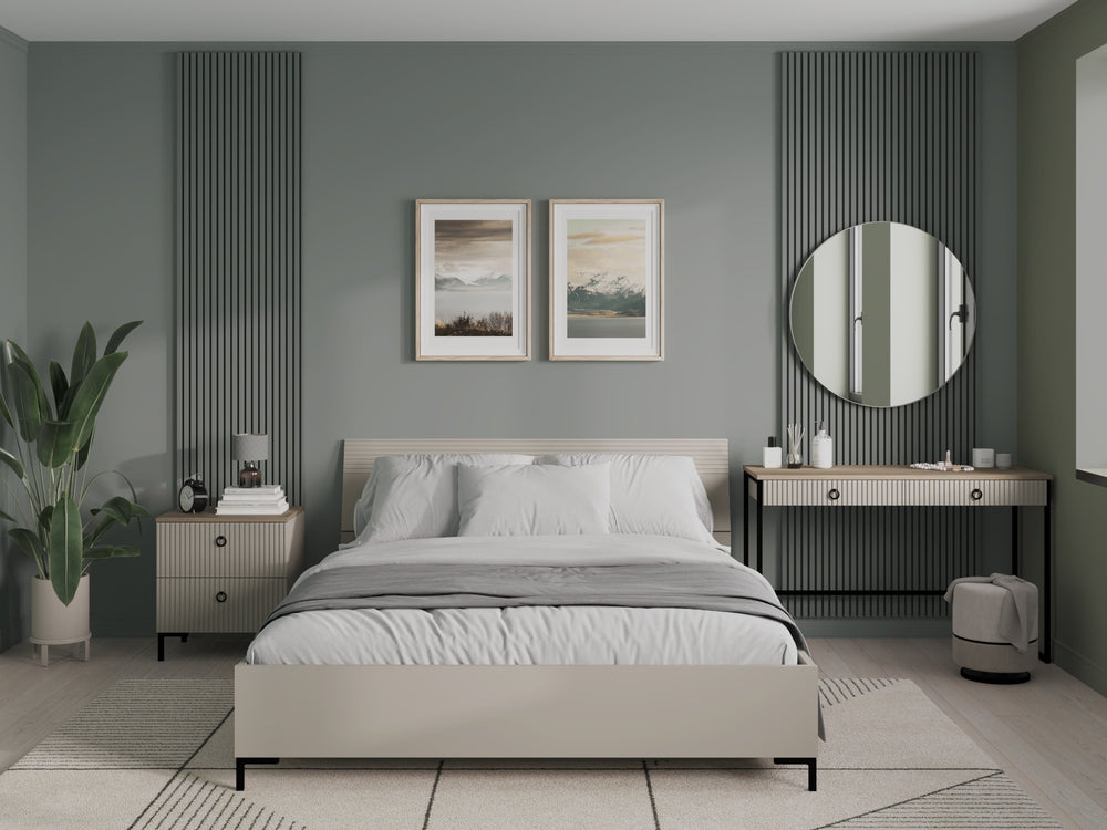 Lucrezia Console Table in Cashmere / Silverjack Oak