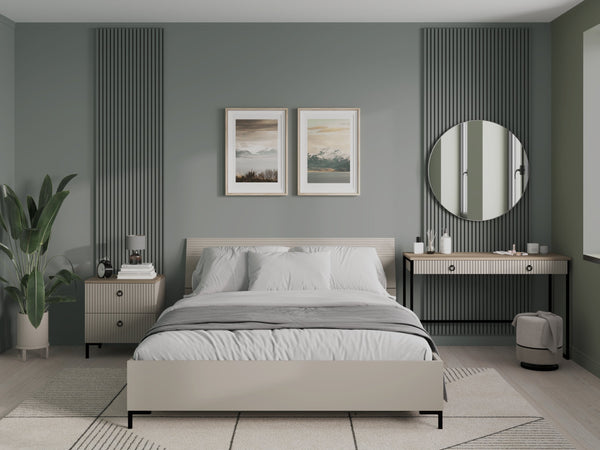 Lucrezia Console Table in Cashmere / Silverjack Oak