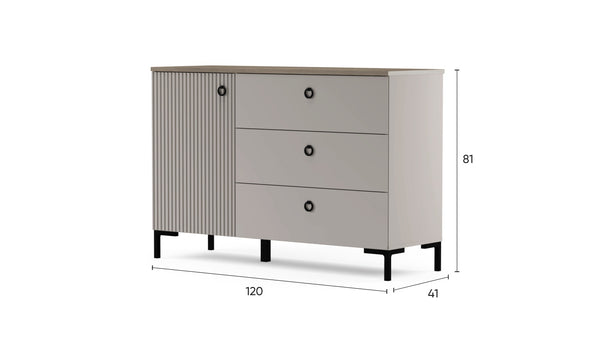 Lucrezia Sideboard – Cashmere & Silverjack Oak Finish