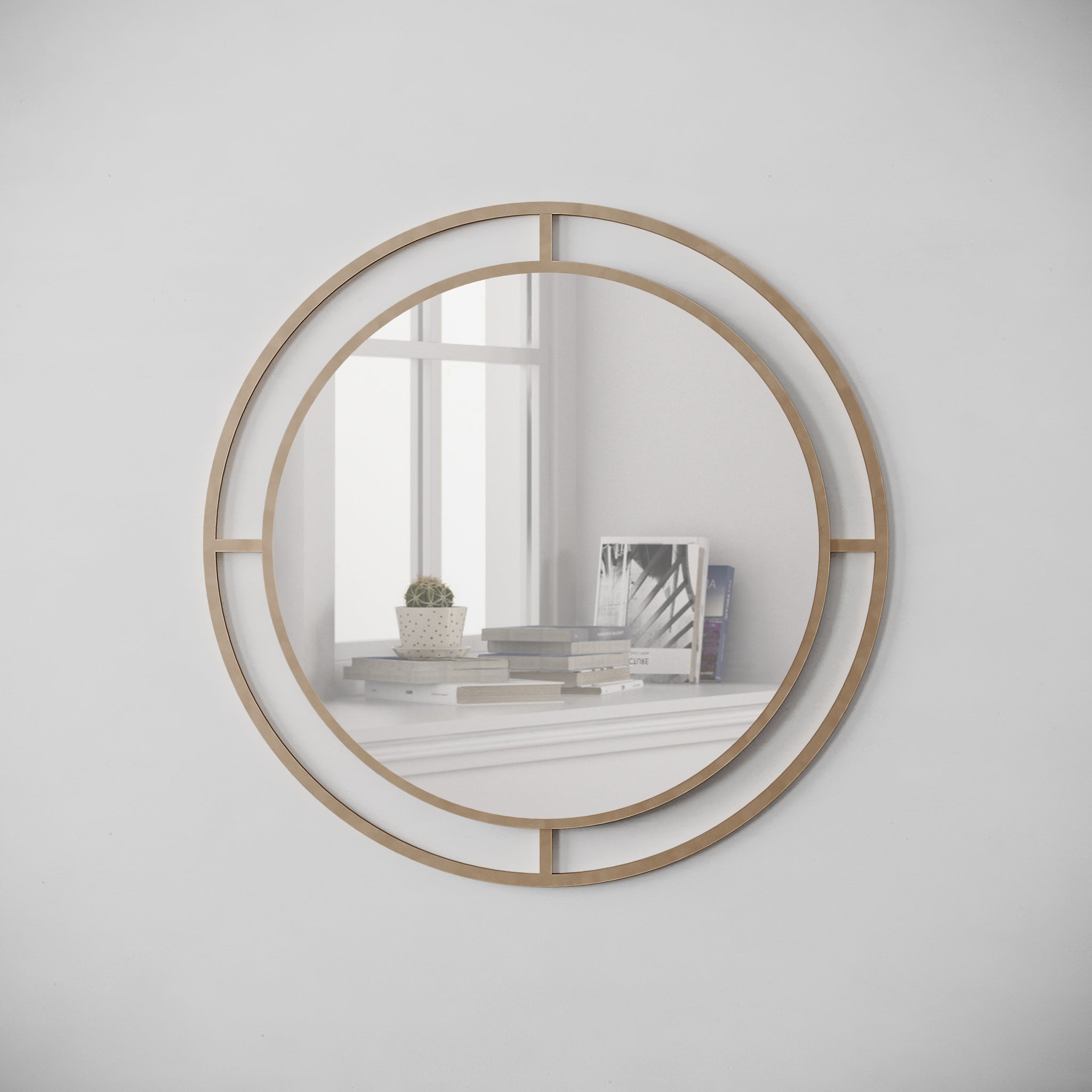 Round mirror, gold frame, 55cm diameter