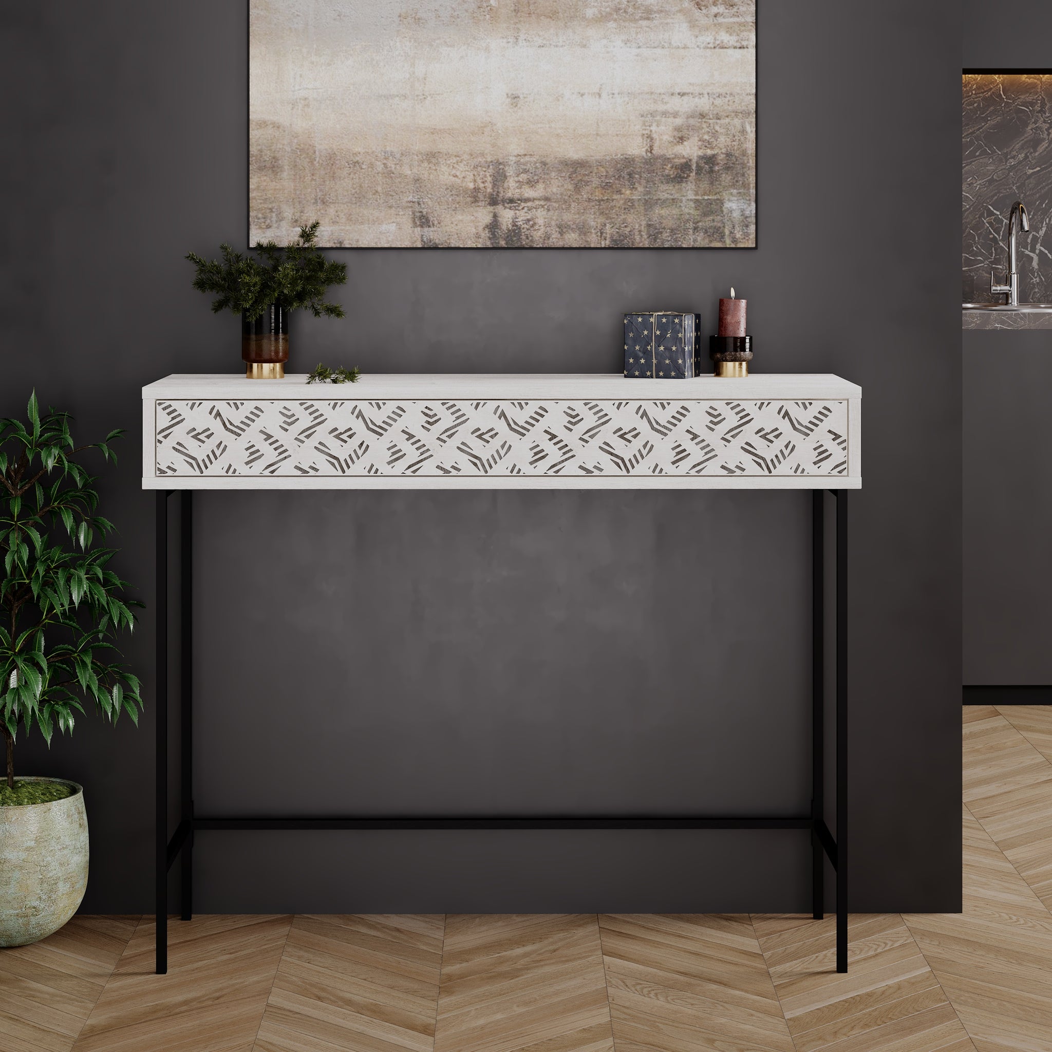 Elegant Wooden Console Table: A Perfect Blend of Style and Function, White