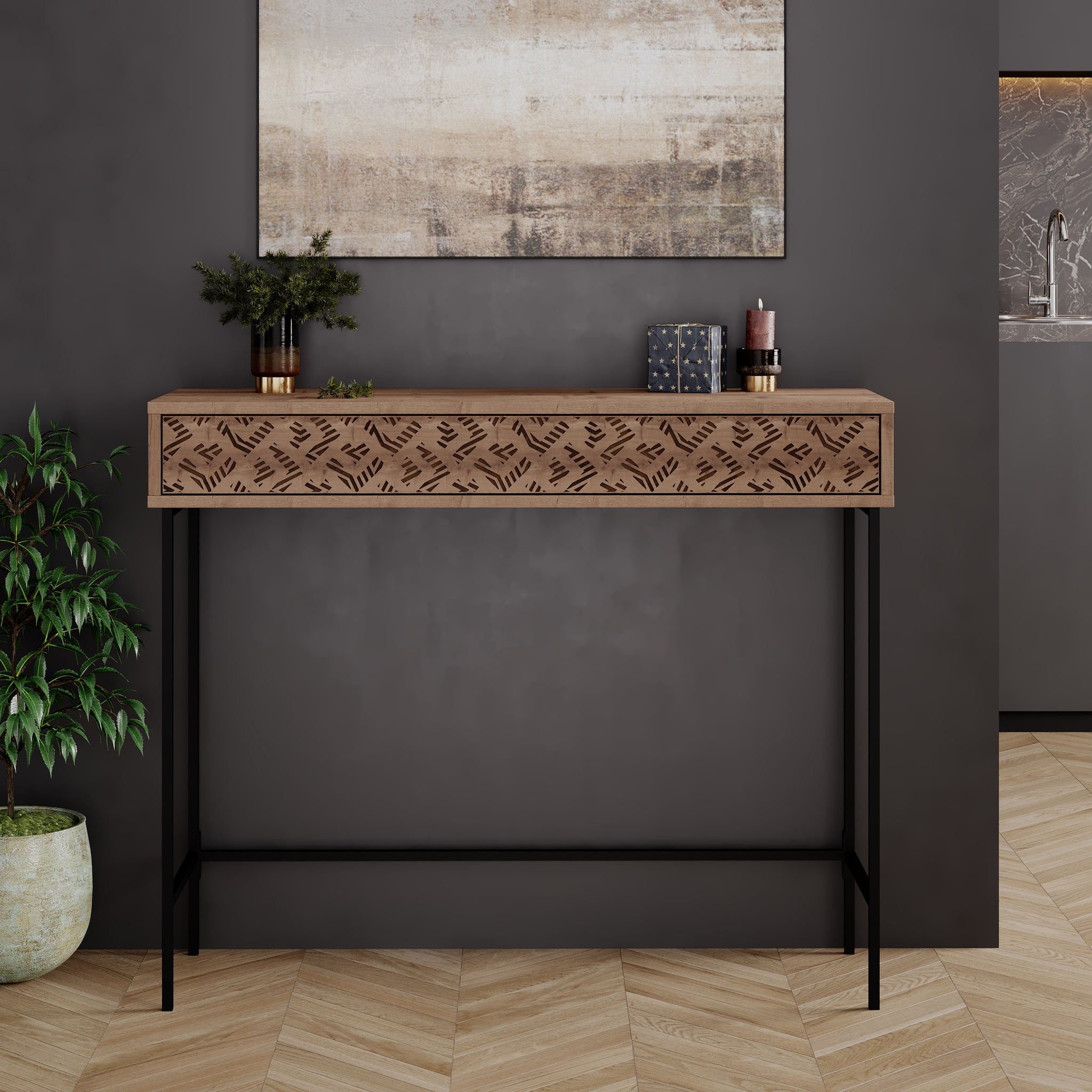 Elegant Wooden Console Table: A Perfect Blend of Style and Function, Brown