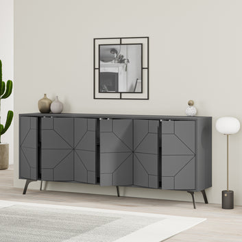 Wood and Metal Sideboard, Anthracite