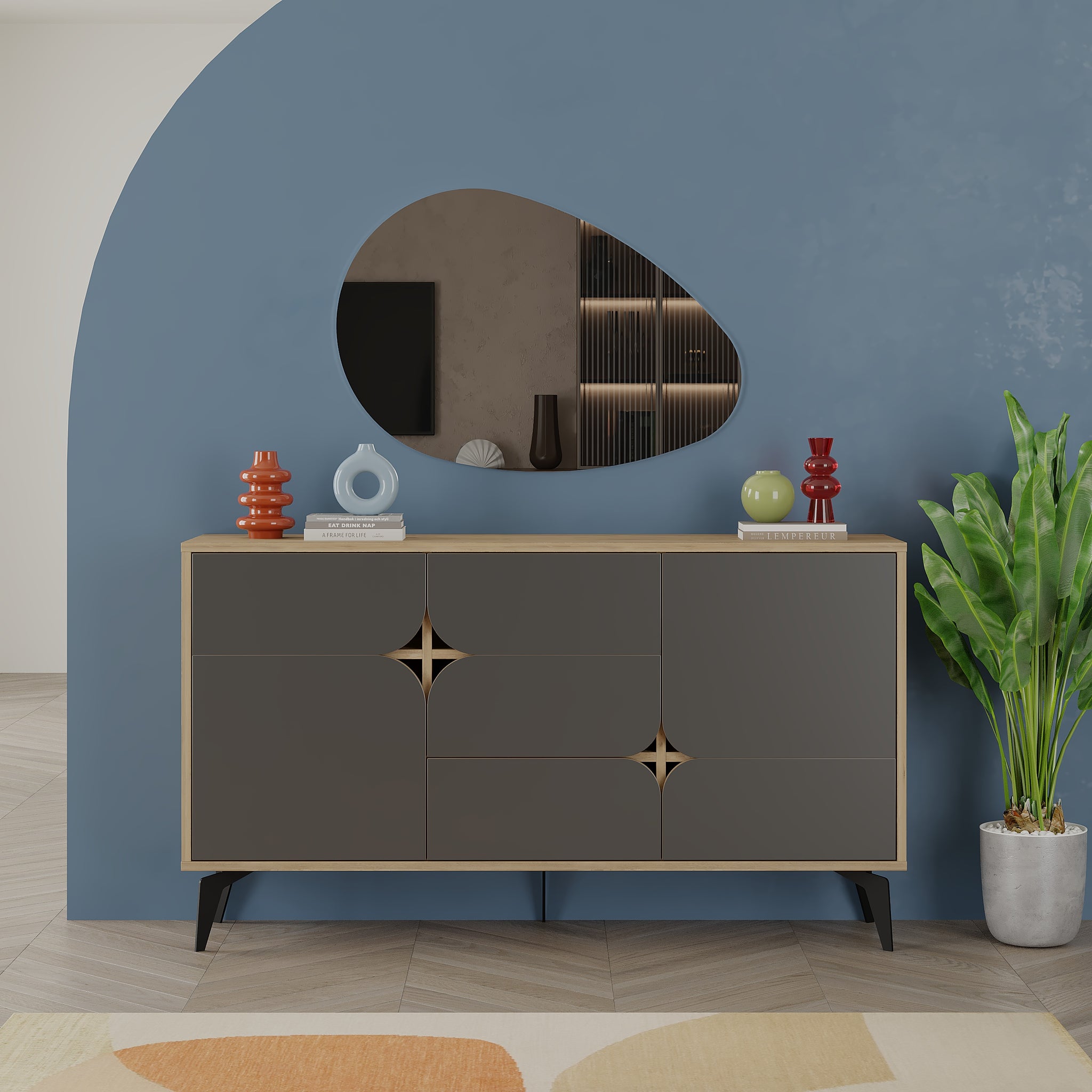 Oak and Anthracite Sideboard