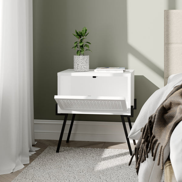 Wooden Side Table with Door - Karrari