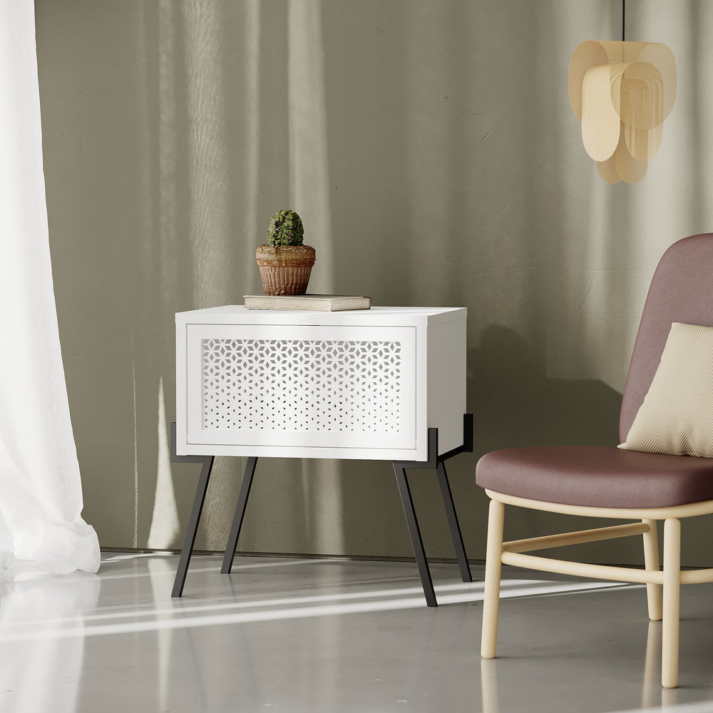Wooden Side Table with Door - Karrari