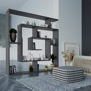 Labyrinth-Shaped Bookshelf / Room Divider, Grey