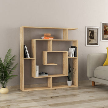 Labyrinth-Shaped Bookshelf / Room Divider, Oak