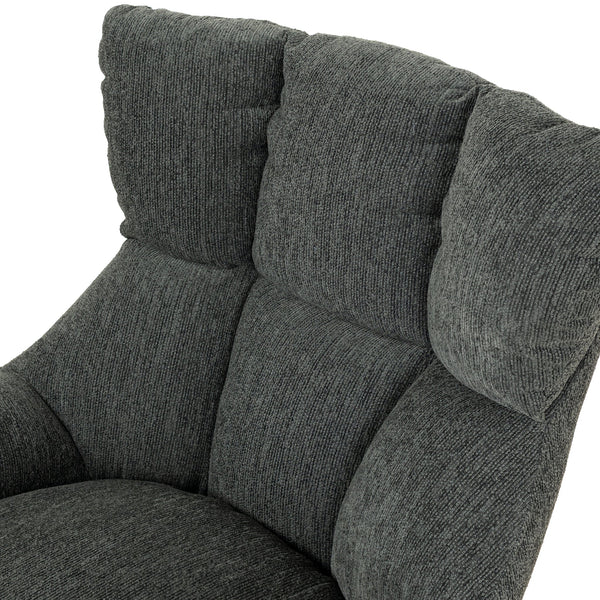 Dark Green Upholstered Accent Chair with Black Metal Base - Karrari