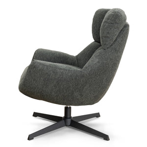 Dark Green Upholstered Accent Chair with Black Metal Base - Karrari