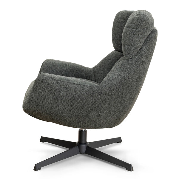 Dark Green Upholstered Accent Chair with Black Metal Base - Karrari