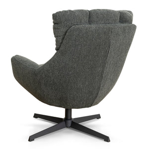 Dark Green Upholstered Accent Chair with Black Metal Base - Karrari