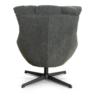 Dark Green Upholstered Accent Chair with Black Metal Base - Karrari