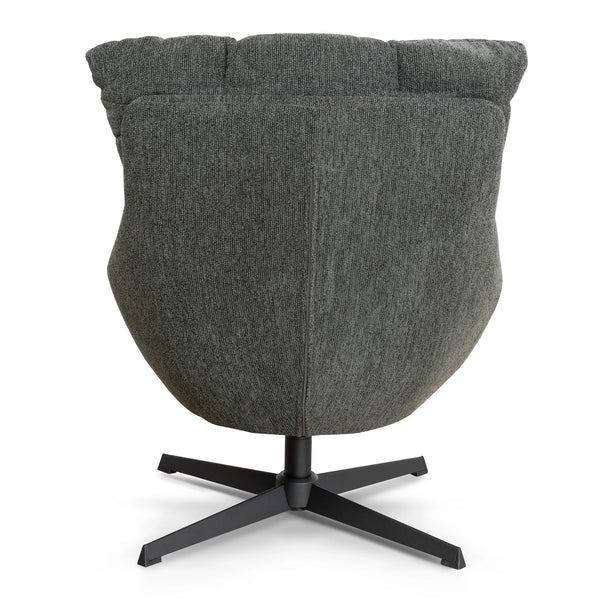 Dark Green Upholstered Accent Chair with Black Metal Base - Karrari