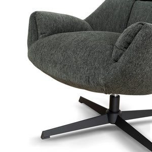 Dark Green Upholstered Accent Chair with Black Metal Base - Karrari