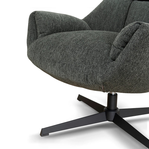 Dark Green Upholstered Accent Chair with Black Metal Base - Karrari