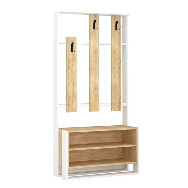 Hall Tree with Shoe Storage & Coat Hooks - Karrari