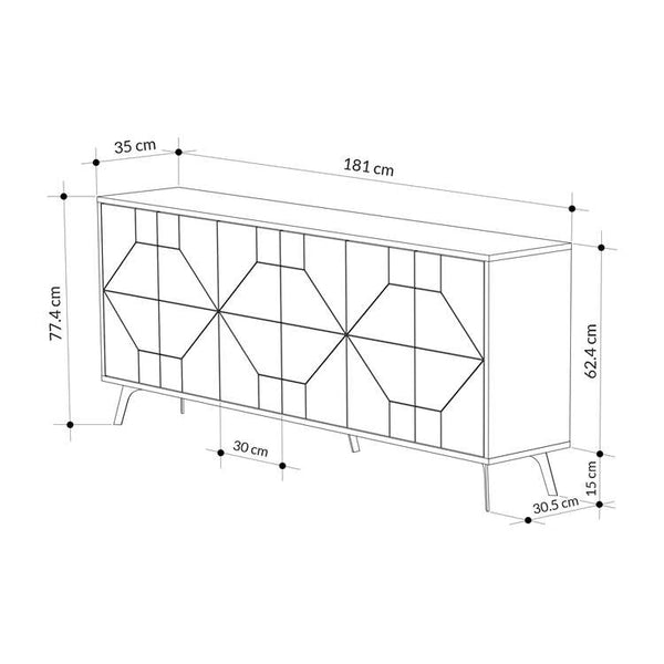 DUNE Geometric Taupe Sideboard - Karrari