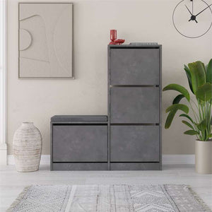 Concrete-Effect Shoe Cabinet with Bench - Karrari