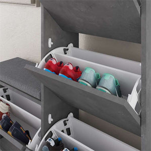 Concrete-Effect Shoe Cabinet with Bench - Karrari