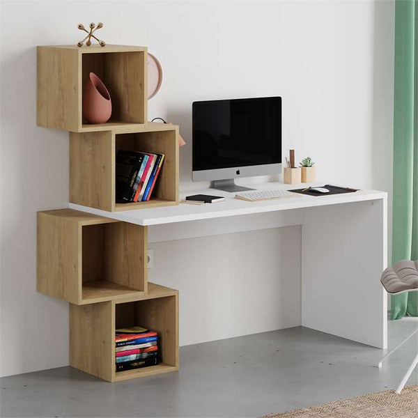 Modern Ladder-Style Desk with Cube Shelves - Karrari