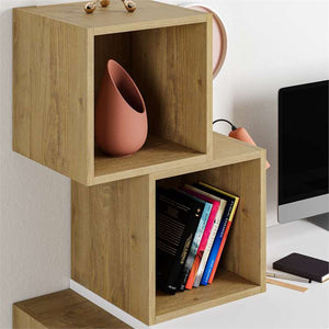 Modern Ladder-Style Desk with Cube Shelves - Karrari