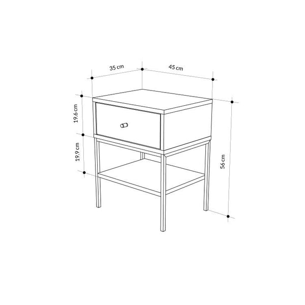 LISA Nightstand - Drawer & Compartment - Karrari