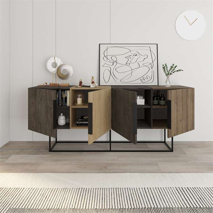 TONTINI Console – Multicolor Oak Finish - Karrari