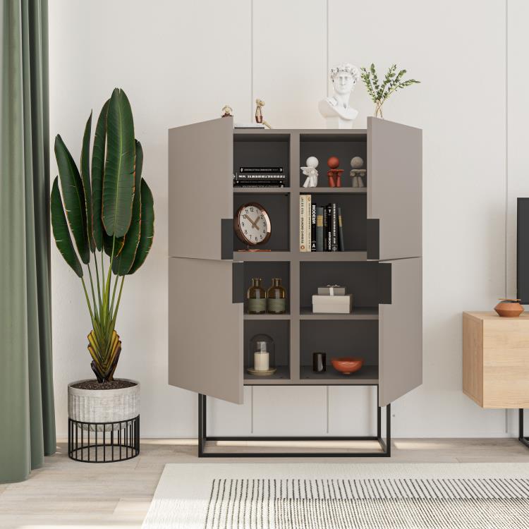 TONTINI 4-Door Cabinet – Light Mocha - Karrari