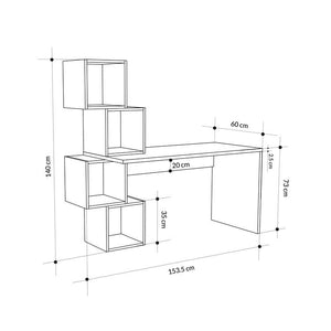 Stylish Desk with Bookshelf Storage - Karrari