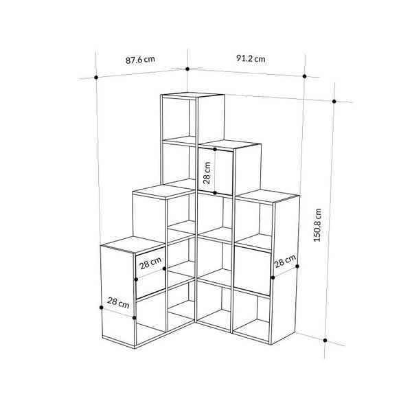 PALEO Corner Bookcase - Space-Saving Storage Shelf - Karrari