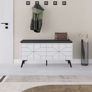 White Geometric Shoe Storage Bench - Karrari