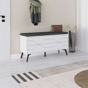 White Geometric Shoe Storage Bench - Karrari