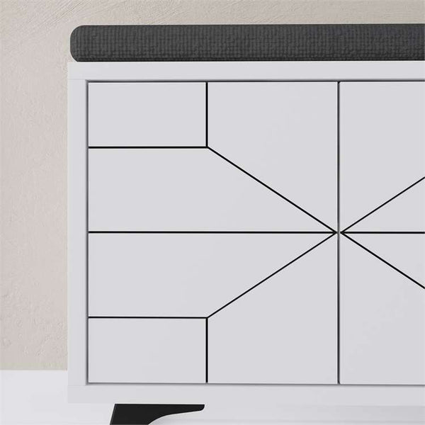 White Geometric Shoe Storage Bench - Karrari