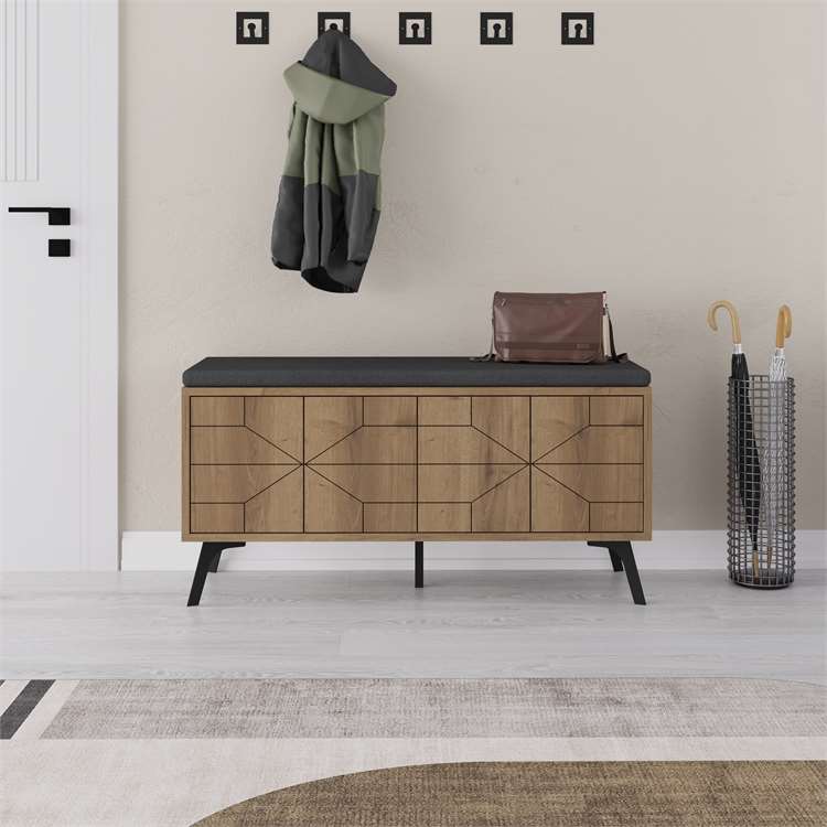 Wood & Metal Shoe Storage Bench - Karrari