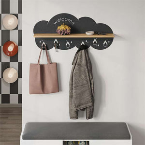 Cloud Wall Shelf with Hooks & Chalkboard Organizer - Karrari