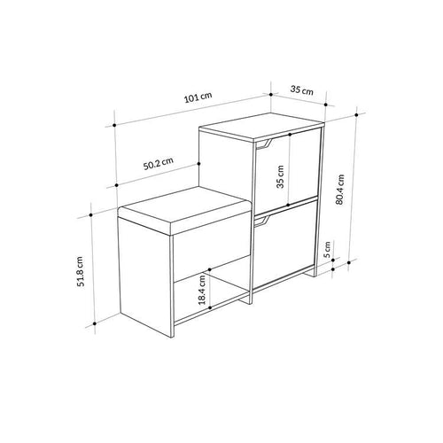 Entryway Shoe Storage Bench & Cabinet - Karrari