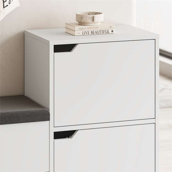 White Shoe Storage Bench & Cabinet - Karrari