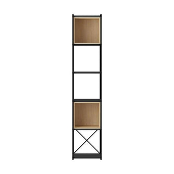 Vale Bookcase, metal and wood, Black and Oak