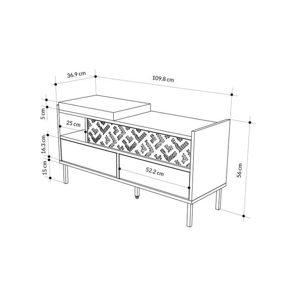 Wooden Shoe Storage Bench - Shelves & Drawers - Karrari