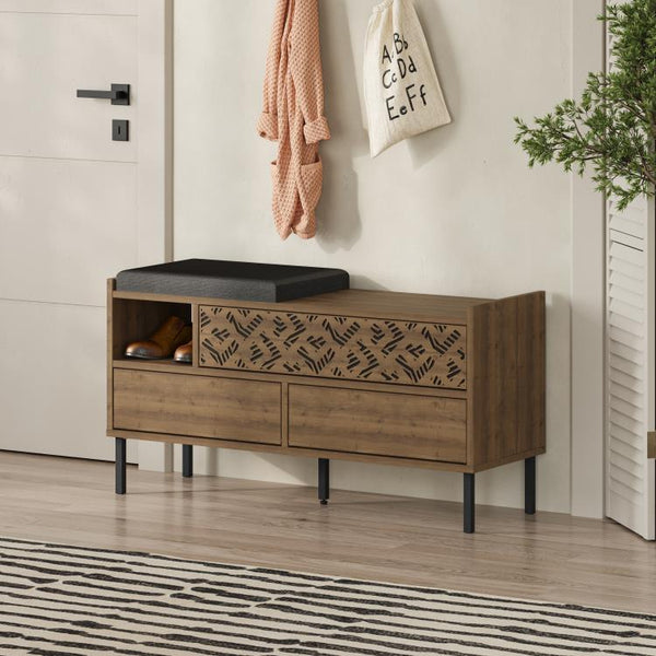 Wooden Shoe Storage Bench - Shelves & Drawers - Karrari
