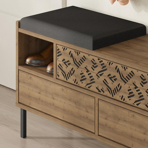 Wooden Shoe Storage Bench - Shelves & Drawers - Karrari