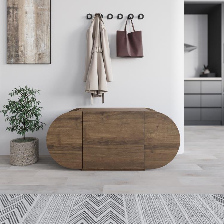 POZY Wooden Shoe Bench with 3-Door Storage - Karrari