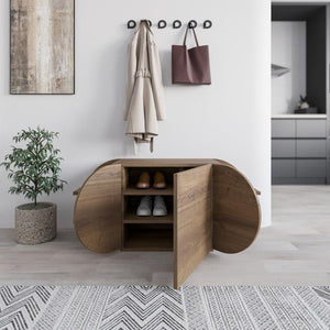 POZY Wooden Shoe Bench with 3-Door Storage - Karrari