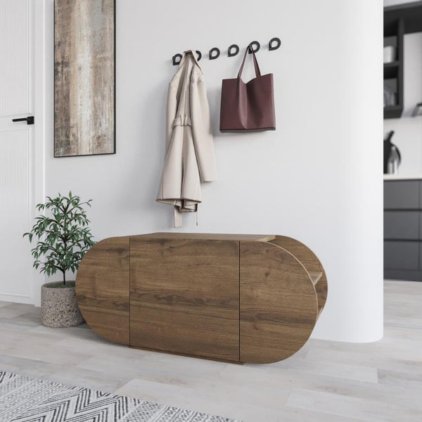 POZY Wooden Shoe Bench with 3-Door Storage - Karrari