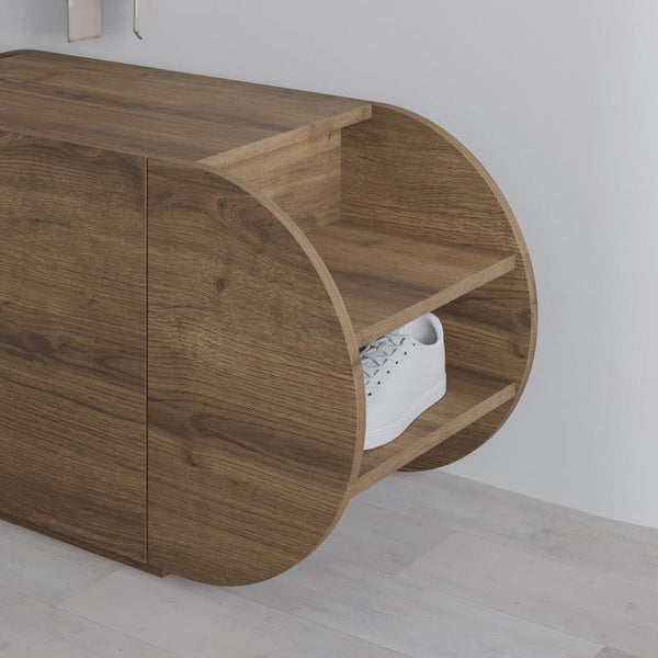 POZY Wooden Shoe Bench with 3-Door Storage - Karrari